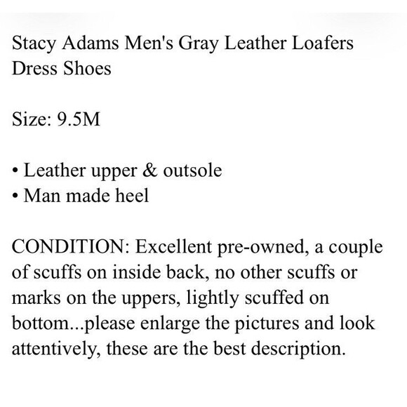 Stacy Adams Mens Gray Leather Loafers Dress Shoe  Size 9.5  Office Formal Church